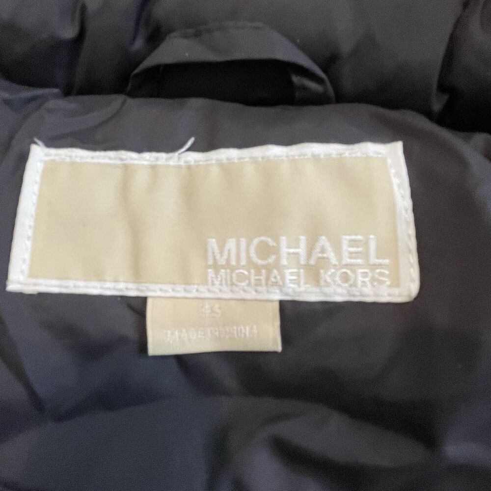 NWT Michael Kors Faux Fur Hooded Coat MK Logo Brown Down Jacket Charcoal - PS - Picture 10 of 16